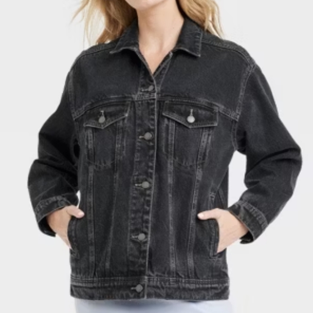 NWT Universal Thread 90's Baggy Trucker Denim Jacket Black Wash Size XS